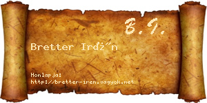 Bretter Irén névjegykártya
